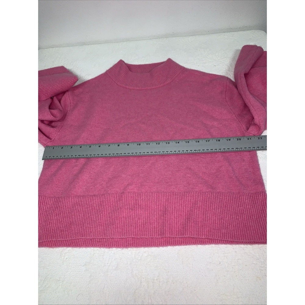 J. crew Chunky Cropped Sweater Relaxed Boxy Supersoft Yarn Pink Wool Blend M - Picture 6 of 10